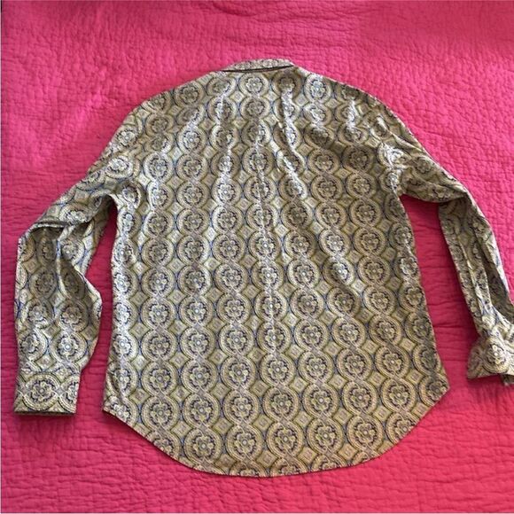 Robert Graham Men's Patterned Shirt - Green and Blue, XL - Picture 12 of 13